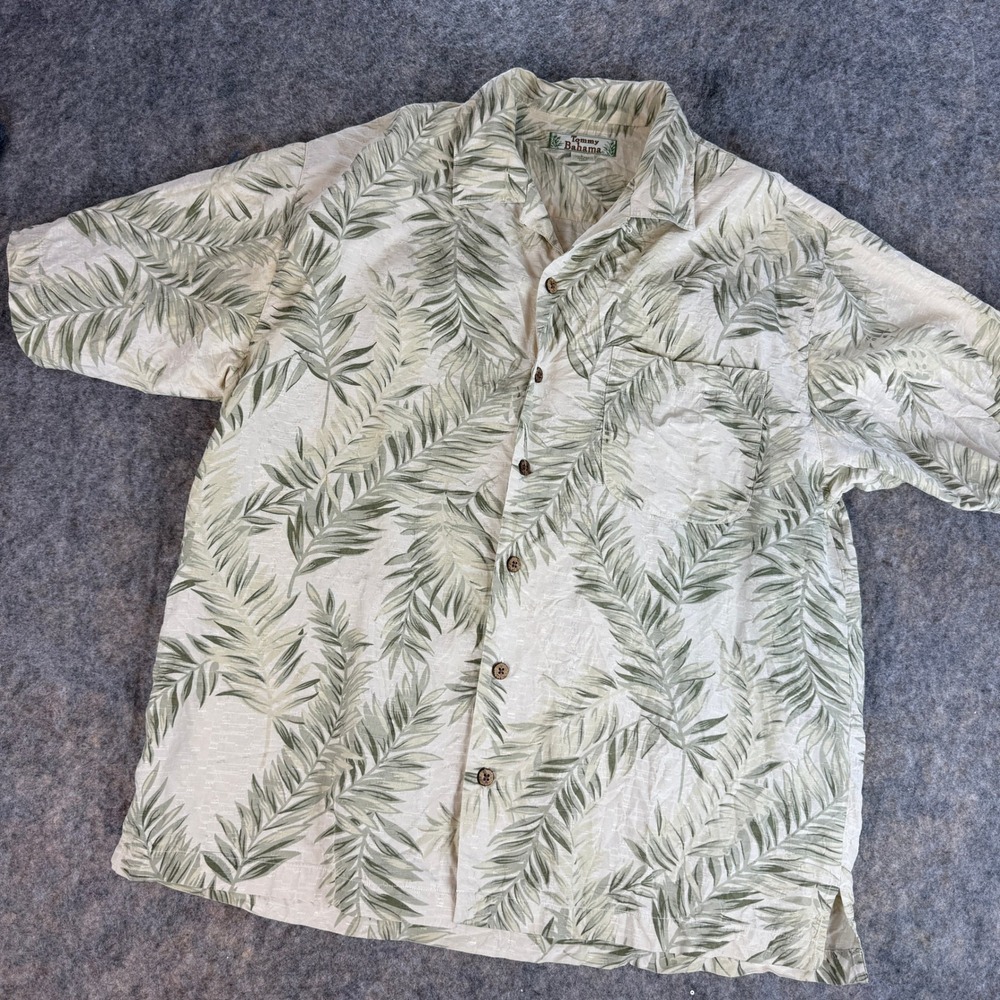 Tommy Bahama Button Down Mens L 100% Silk Tropical Palm Leaf Camp Shirt